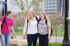 students walking outside
