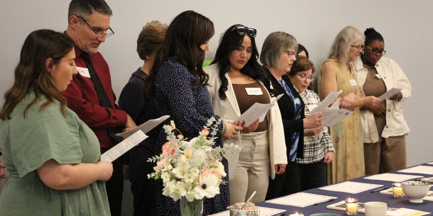 College of Saint Mary alumni, students and a faculty member receive their Mercy Associate certificates.