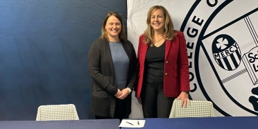 Clarkson College President Andreia Nebel and College of Saint Mary President Heather Smith signed an agreement to offer healthcare pathways for graduate degrees.