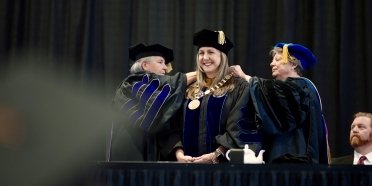 Heather Smith receives the chain of office during the inauguration installation ceremony at College of Saint Mary