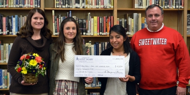 Mary Morris and her scholarship check