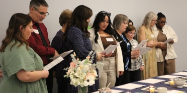 College of Saint Mary alumni, students and a faculty member receive their Mercy Associate certificates.
