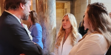 College of Saint Mary physician assistant students talk to legislators at the Nebraska State Capitol.