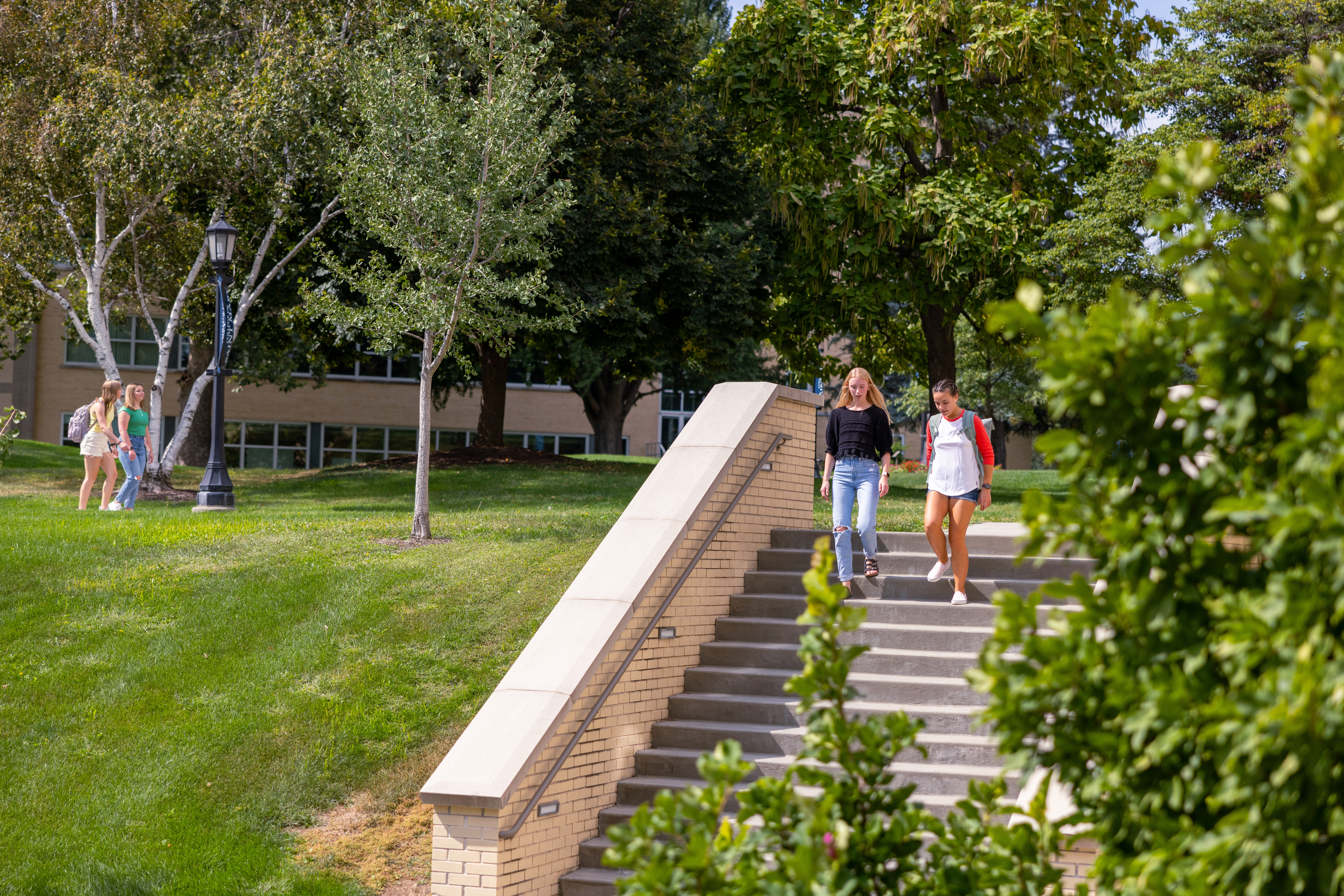 Students walk on campus.
