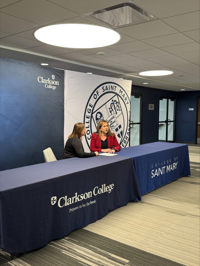 Andreia Nebel, president of Clarkson College, and CSM President Heather Smith.