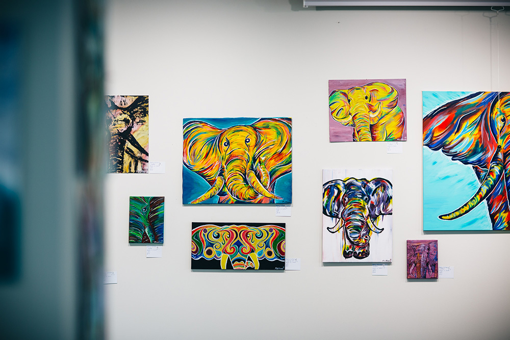 display of student artwork