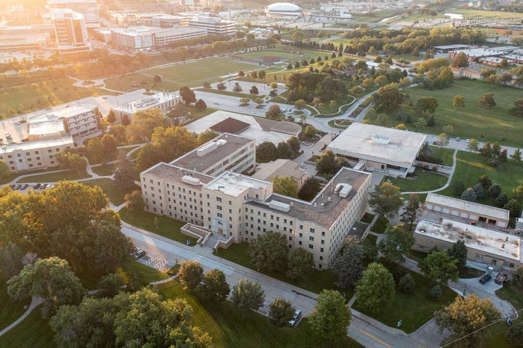An aerial view of College of Saint Mary
