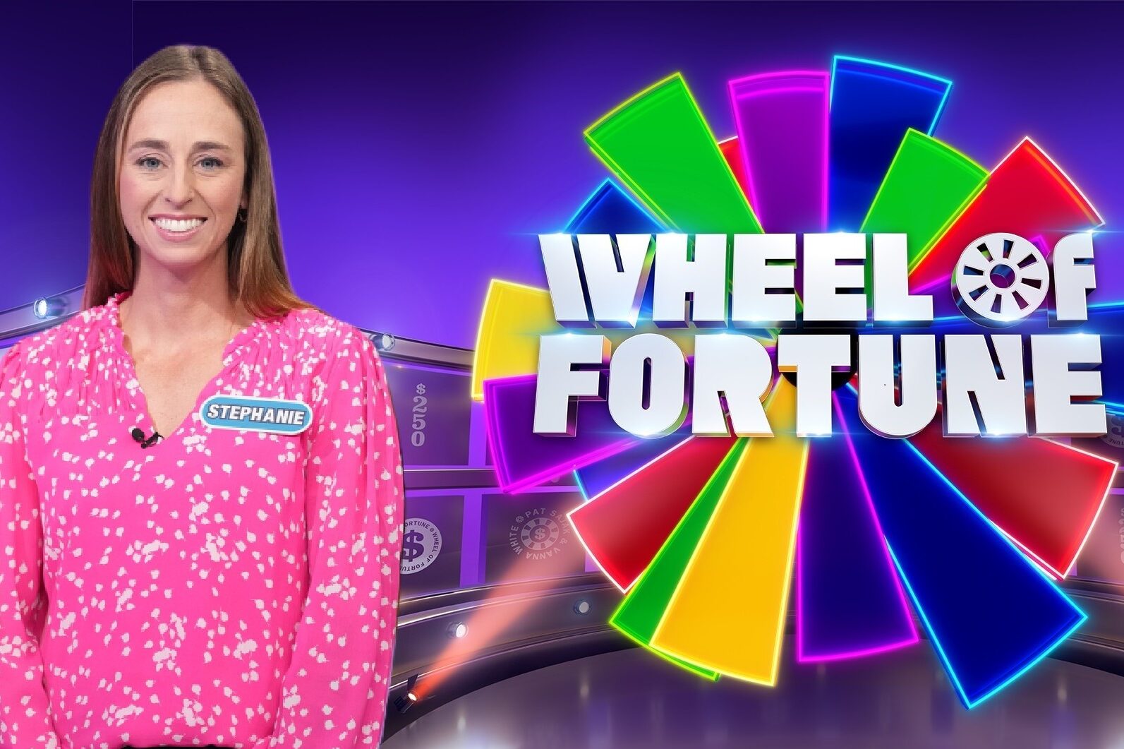 College of Saint Mary alum's Stephanie Collings Wheel of Fortune photo.