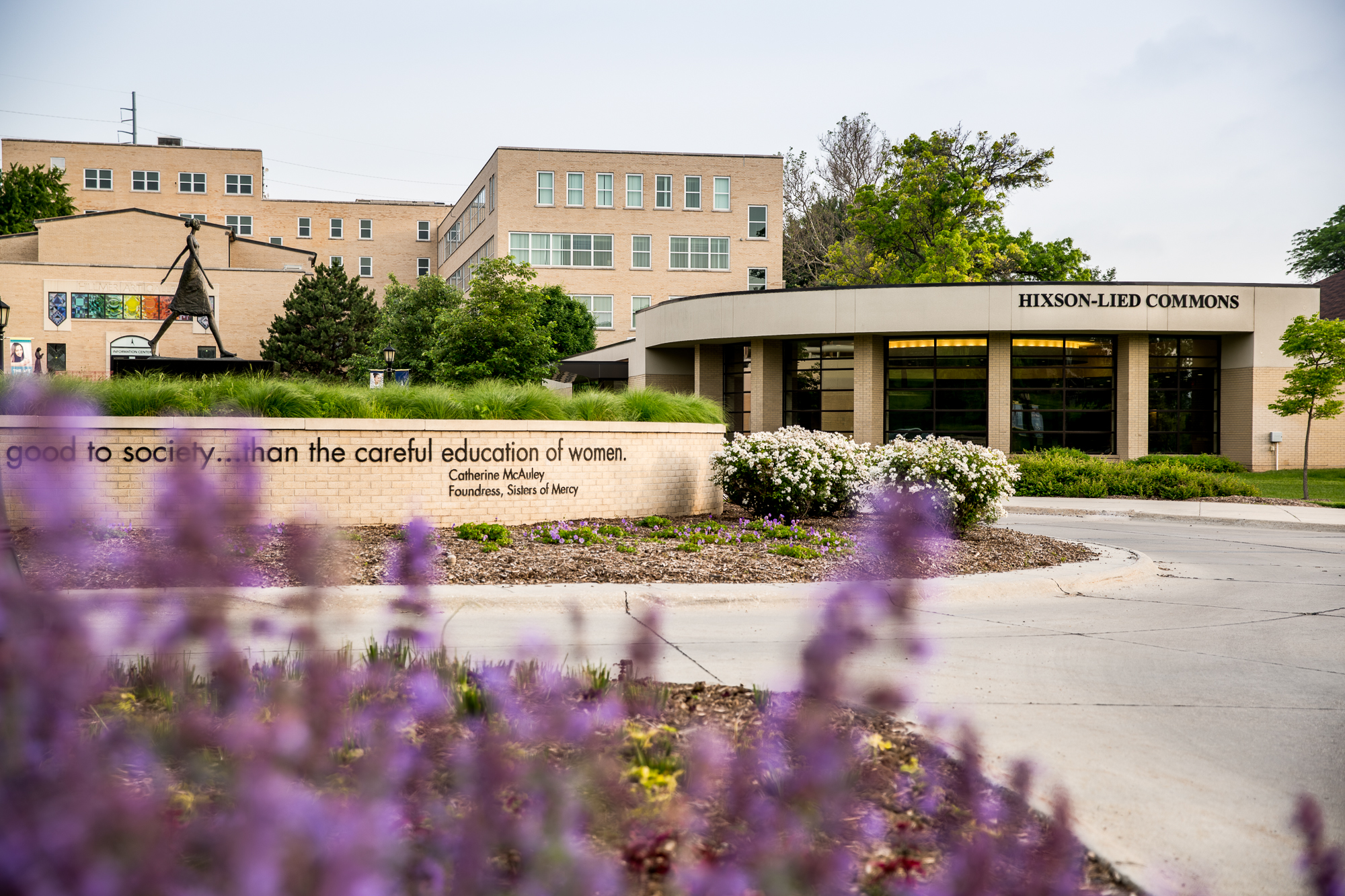 The Walking Woman statue and Hixson-Lied Commons