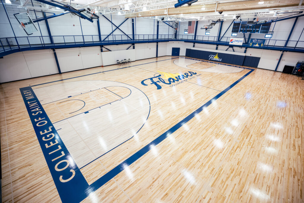 View of College of Saint Mary basketball court facility